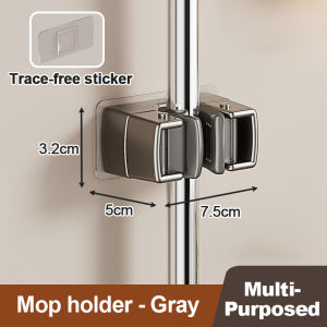 [Hot sale] Bathroom Hook Mop Holder Broom Holder Adhesive Wall Mount Broom Hook Bathroom Cleaning Brush Holder Bathroom Accessories