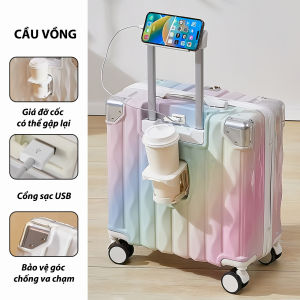 Vali du lịchVali đường ngắn Vali lên máy bay Giao diện USB Vali nhỏ Vali khung nhôm Thiết kế thời trang Vali phong cách mới 306