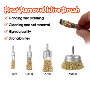 【🇲🇾Stock 】10/16/25/50/MM Copper-plated Wire Brush Wheel Brushes Steel Wire Brush Burr Grinding Head Metal Rust Removal Polishing Wire Brush Set Fits For Electric Grinder/Electric Drill Rotary Tool Accessory - Lazada