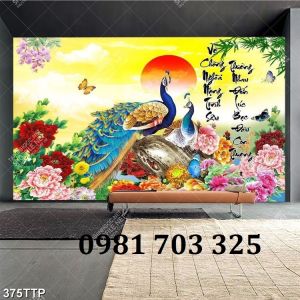 Gạch tranh 3D chim công sang trọng
