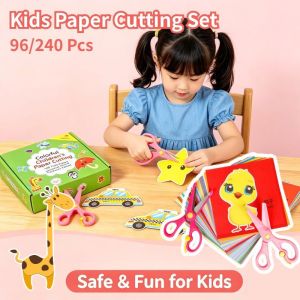 Kids Paper Cutting Set with Safety Scissors Color Paper Craft Kit Kindergarten DIY Educational Toys