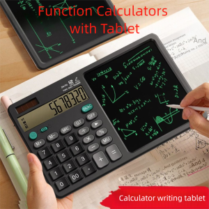ZENGD 2in1 Scientific Calculator Large Screen Display Foldable Function Calculators with Tablet Useful Erasable Office LCD Drawing Pad Finance Accounting Tool