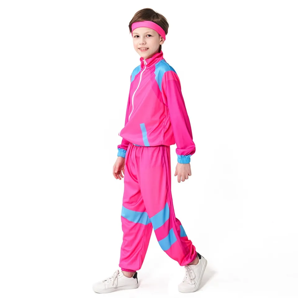 Kids Chirdren Pink Blue Stage Costume 80S 90S Retro Hip-Hop Dance  Sportwears Coat Pants Clothes Outfits Halloween Carnival Suit