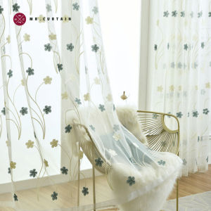 MR.CURTAIN Addie Sheer Langsir Lace Bersulam Bunga Siap Jahit Cangkuk & Ring / Ready Made Day Curtain Hook Ring