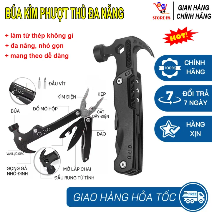 [SIÊU SALE] Búa kìm đa năng, búa đa năng, kìm đa năng gấp gọn 14 trong ...