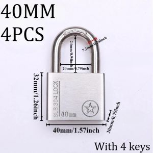 2/4 Pcs Padlock 304 Stainless Steel Universal Key Lock Home Cabinet Locker Outdoor Anti-theft Anti-skid Waterproof Hardware2026