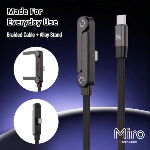 Miro 2-in-1 Gaming Charging Cable with Foldable Phone Stand | USB to Type-C 65W / Type-C to Type-C 240W Fast Charging with phone holdercharge watch and play anywhere 480Mbps High Speed Data TransferData Cable for Travel Car Home Office