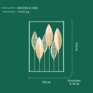 ✨ COD ✨E.HOME WallDecor Hiasan Dinding Frame Metal EMAS Daun Leaf Ginko Scandinavian /Ornaments / Pajangan Besi / Tropical/ Hiasan Dinding Ruang Tamu sofa background wall hanging flower and leaf wall hanging metal crafts 60x40CM