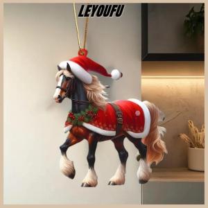 LEYOUFU 1Pcs Giáng Sinh Cây Trang Trí Santa Claus 2D Phẳng Acrylic Động Vật Thế Giới Giáng Sinh Ngày Đảng Mặt Dây Chuyền Giáng Sinh Xe Phụ Kiện Quà Tặng