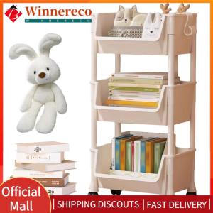 【winnereco】 Multi-Tier Snacks Trolley with Wheel Plastic Cart Organizer for Kitchen Bathroom Living Room Office