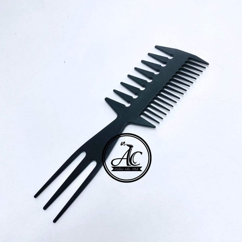 Dreizackiger Fischgräten-Haarkamm mit breiten Zinken, Öl-Haarstyling-Kamm aus Holz für den Salon
_voghion.com