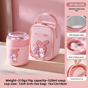 Sanrio My Melody Food Jar Leak-proof Soup Container with Spoon 304 Stainless Steel LFB364