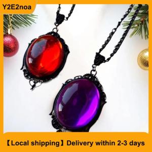 【Local shipping】 Vampire Bat Necklace Blood Cameo Purple Gothic Jewelry Black Bat Witch Accessories Pagan Alternative Vintage Choker Man