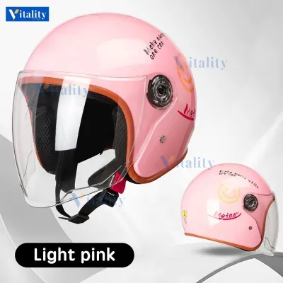 Pink Half Face Helmet Motorcycle For Adult Men And Women Couple Dual Visor Anti Fog And Rainproof Sunglasses