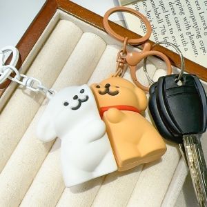 2pcs/lot Cartoon Magnetic Keychain Cute Line Puppy Pendant Best Friend Couple Keychain