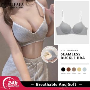 YIFAFA เสื้อชั้นในสตรีเสื้อชั้นในหนา3ซม. สไตล์สปอร์ตสปอร์ตบราดันเสื้อยกทรงไร้สายไร้รอยต่อเนื้อนุ่มรองรับได้อย่างร้อนแรง32-38 AB