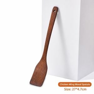 MUSCLEX Mini Xẻng gỗ Tay cầm dài Cấu trúc chắc chắn. Xẻng nướng Di động Bề  nhẵn mịn. Xẻng nấu ăn Chảo chống dính