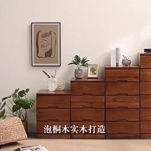 UrbanSpace SG- Chest of Drawers Narrow Cabinet Solid Wood Slit Storage Cabinet Wooden Drawer Bedroom Slot Cabinet Drawer Bedside Cabinet