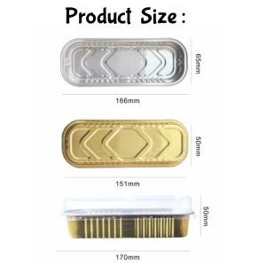 Quivlox 50pcs Disposable Grilled Durian Box With Cover Rectangular Aluminum Foil Bread Pan Baking Pans