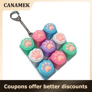 【 CANAMEK 】 9 Keys Silent Keyboard Keychain Creative Cat Paw Button Keycap Stress Relief Toys Fidget Toys For Children Adults Gifts