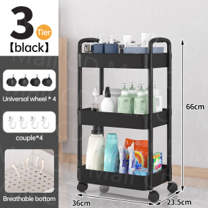 3-4 Layer Moving Kitchen Storage Bedroom Bathroom Organizer Trolley Multi-Purpose Removable