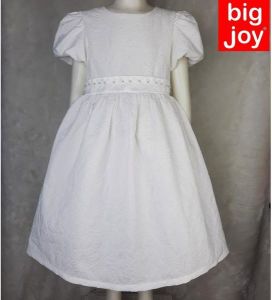 Big Joy Girls First Communion Dress Vaeda with Puff Sleeve with Flower and Pearl White For Ages 7 to 12 yrs old 554440