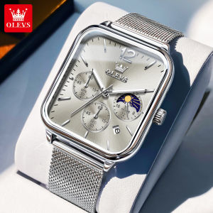 OLEVS Watch For Men Casual Original Waterproof Multifunction Chronograph Luxury Stainless Steel Import Quartz Calendar Luminous Mens Watch