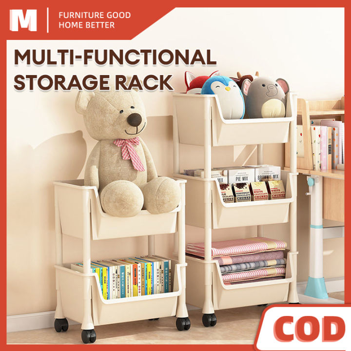 4 Layer Moving Rack Kitchen Storage Shelf Wall Cabinets Home Bedroom ...