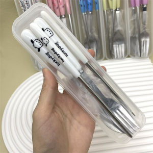 FF Peralatan Makan Stainless Steel Sanrio Set 3 Potong/Alat Makan/Set Sendok Garpu Dan Sumpit Anak COD