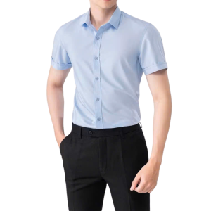 Áo Sơ Mi Nam Trơn Tay Ngắn DVMEN cổ bẻ form đẹp vải cotton lụa chéo mềm mịn hạn chế nhăn