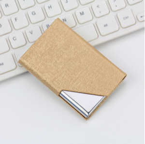 Business card case business card holder metal PU leather texture business card storage box portable and fashionable business card holder