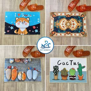 Thảm lau chân 3D M2T Bedding trải sàn chống trơn trượt Thảm chùi chân tết trang trí nhà bếp size 40x60cm