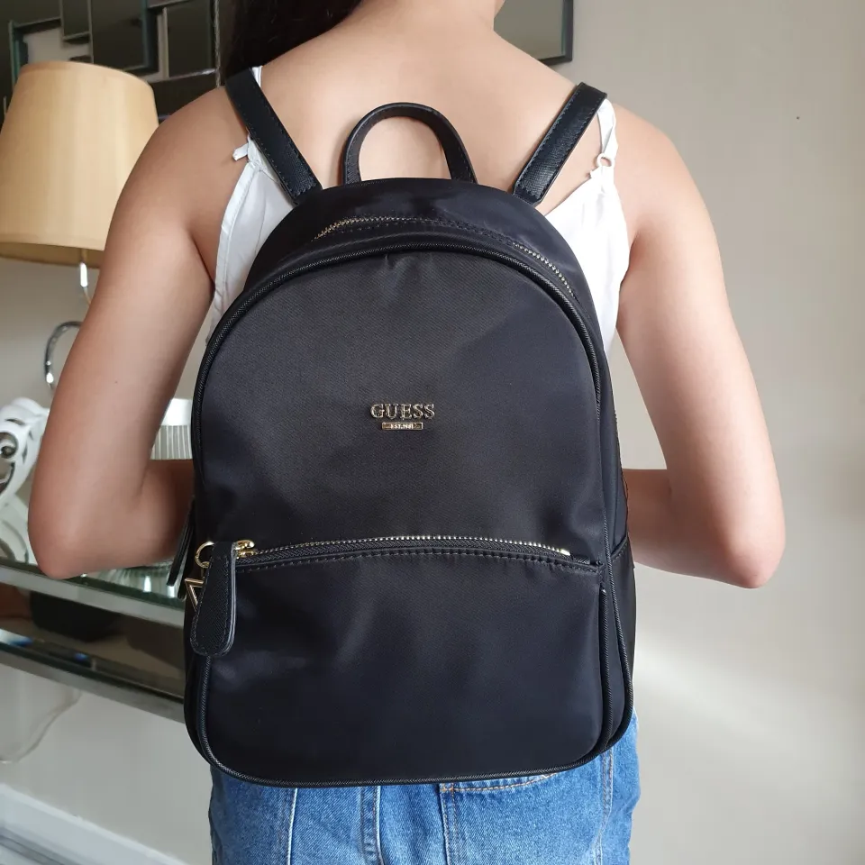 Guess Nylon Rock Beat Women s Backpack Plain Black Lazada PH