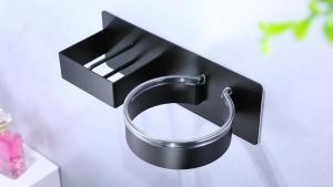 Hair Straightener Holder Wall Blow Dryer Holder Wall Mounted Hairdryer Holder for Bathroom Hair Tools Organizer & Storage Curling Iron Holder Salon Hair Dryer Holder (Black)