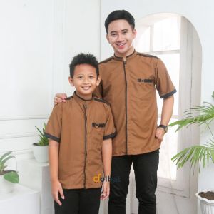Busana Muslim Terbaru Koko Dewasa dan Anak Laki Laki Bahan Katun Kombinasi FF