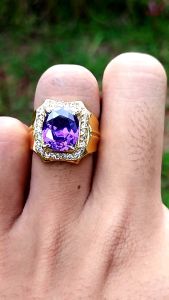 Cincin Batu Permata Kecubung Crystal High Quality Ring Alpaka Anti Karat