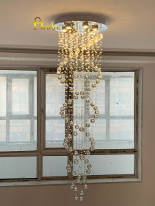 Modern LED Double Spiral Crystal Chandelier Lighting for Foyer Stair Staircase Bedroom Hotel Hall Ceiling Hanging Suspension Lamp