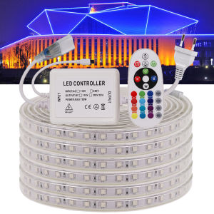 Seville Bluetooth LED Strip Light for Room Waterproof 220V RGB SMD 5050 Tape Phone APP with Remote Control 60led/M with EU Plug Flexible Lights LED Fairy Light Outdoor Room Christmas Decorations lights Decorative Strip Lighting 3m 5m 10m 15m 20m 25m 30m