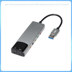 6in1 USB External Optical Sound Card Multifunction Audio Converter Adapter