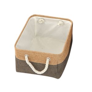 COD กล่องใส่ของอเนกประสงค์ ตะกร้าเก็บของ ผ้าลินิน กล่องผ้าเก็บของ สไตล์ญี่ปุ่น พับได้ มีหูหิ้วทั้งสองด้าน