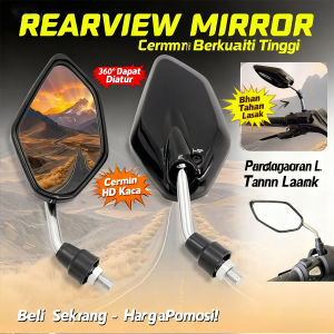 😀Yamaha Honda Side Mirror Chrome Rearview Mirror Universal Y15 LC135 Y16 125Z Y125Z RS150 EX5 SRL110 115 WAVE125 WAVE110