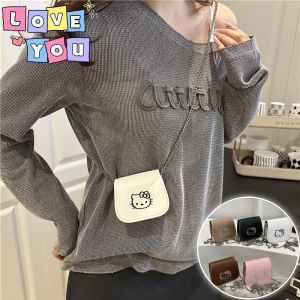 QNQN ผู้หญิงน่ารัก PU กระเป๋าสะพายไหล่กระเป๋าสะพายไหล่สีทึบขนาดเล็กอานกระเป๋าการ์ตูนพิมพ์ที่สวยงามโซ่ลำลองกระเป๋าสะพายไหล่เดี่ยวการ์ตูนน่ารักพิมพ์สวยงามสีทึบมินิสบายสวมใส่กระเป๋า