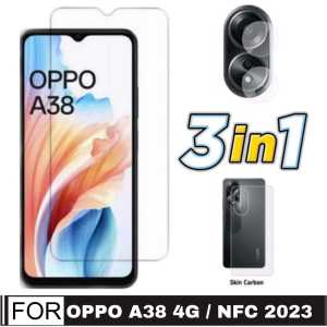 PROMO PAKET 3 INC 1 Tempered Glass OPPO A18 2023 / OPPO A38 4G / OPPO A38 4G NFC 2023 / OPPO A58 4G / OPPO A77 5G / OPPO A77S 5G Anti gores Kaca Pengiriman Cepat