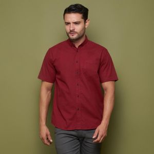 Kemeja Pria Casual Lengan Pendek NEEGS Atasan kantoran merahmarun NX001N