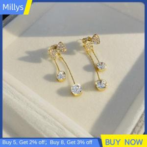 Millys เข็มเงิน S925ออกแบบพู่ยาวทันสมัยต่างหูพลอยเทียมแบบเต็มไปด้วยของขวัญสำหรับงานเลี้ยง