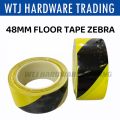48mm Floor Tape / Yellow Black Zebra Tape / Floor Marking Tape / Floor Marking Tapes Black Yellow. 
