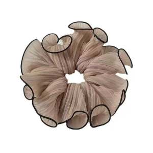 LHS 1pcs Pleated Chiffon Hair scrunchies ruffled design pastel colors