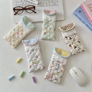 HUNIU Ren Túi kính in vải Phim hoạt hình Di động Hộp đựng kính bằng cotton Đơn giản Bông chần Túi đựng kính Nữ