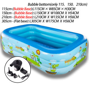3 Rings Rectangular 3 Sizes Big Inflatable Family Swimming Pool For Kids/Pets Baby Non-slip