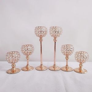 Gold K9 Crystal Candle Holder Centerpiece Tempat Lilin